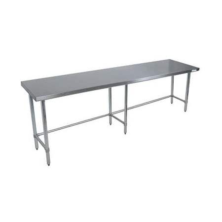 Bk Resources Work Table Open Base, 16/304 Stainless Steel, Plastic Feet 96"Wx30"D CVTOB-9630